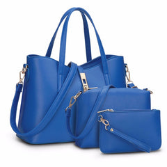 Blue Women Bag Top-Handle Bags Female Messenger Bags Handbag Set PU Leather Composite Bag - Fashlot