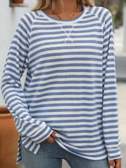 Women’s Classic Striped Long Sleeve Tee – Everyday Comfort with a Timeless Look - Fashlot