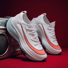 Men’s Air Cushion Running Shoes – Lightweight, Breathable, High-Performance Sneakers White Orange - Fashlot