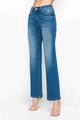 Full Size Cat’s Whiskers Fade High Rise Straight Women’s Jeans - Fashlot Left