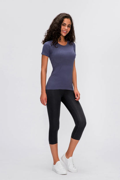 Women's Active T-Shirt – Short Sleeve Round Neck Sports Top for Workouts - Fashlot