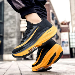 Men’s Black Yellow Air Cushion Running Shoes – Lightweight, Breathable, High-Performance Sneakers - Fashlot
