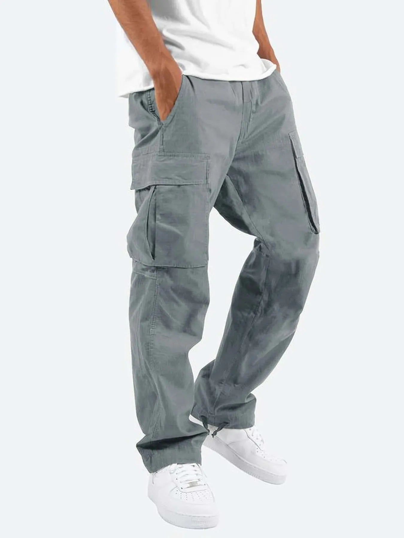 Men’s Full Size Drawstring Cargo Pants Gray – Built for Comfort & Everyday Wear - Fashlot