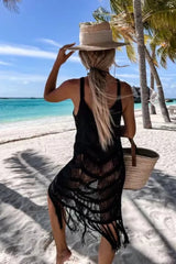 Women’s Fringe Scoop Neck Cover-Up - Fashlot