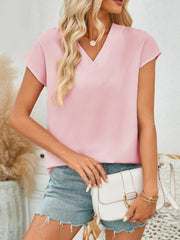 Women’s V-Neck Cap Sleeve Blouse – Light, Feminine & Easy to Style - Fashlot