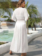 Lace Trim Plunging Maxi Dress Beach Cover Up - Fashlot