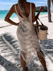 Women’s Fringe Scoop Neck Cover-Up - Fashlot