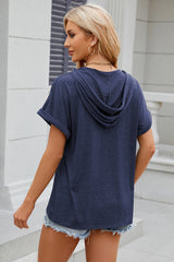 Women’s Stretch Hooded Short Sleeve Tee – Sporty, Soft & Ready for On-the-Go Comfort - Fashlot