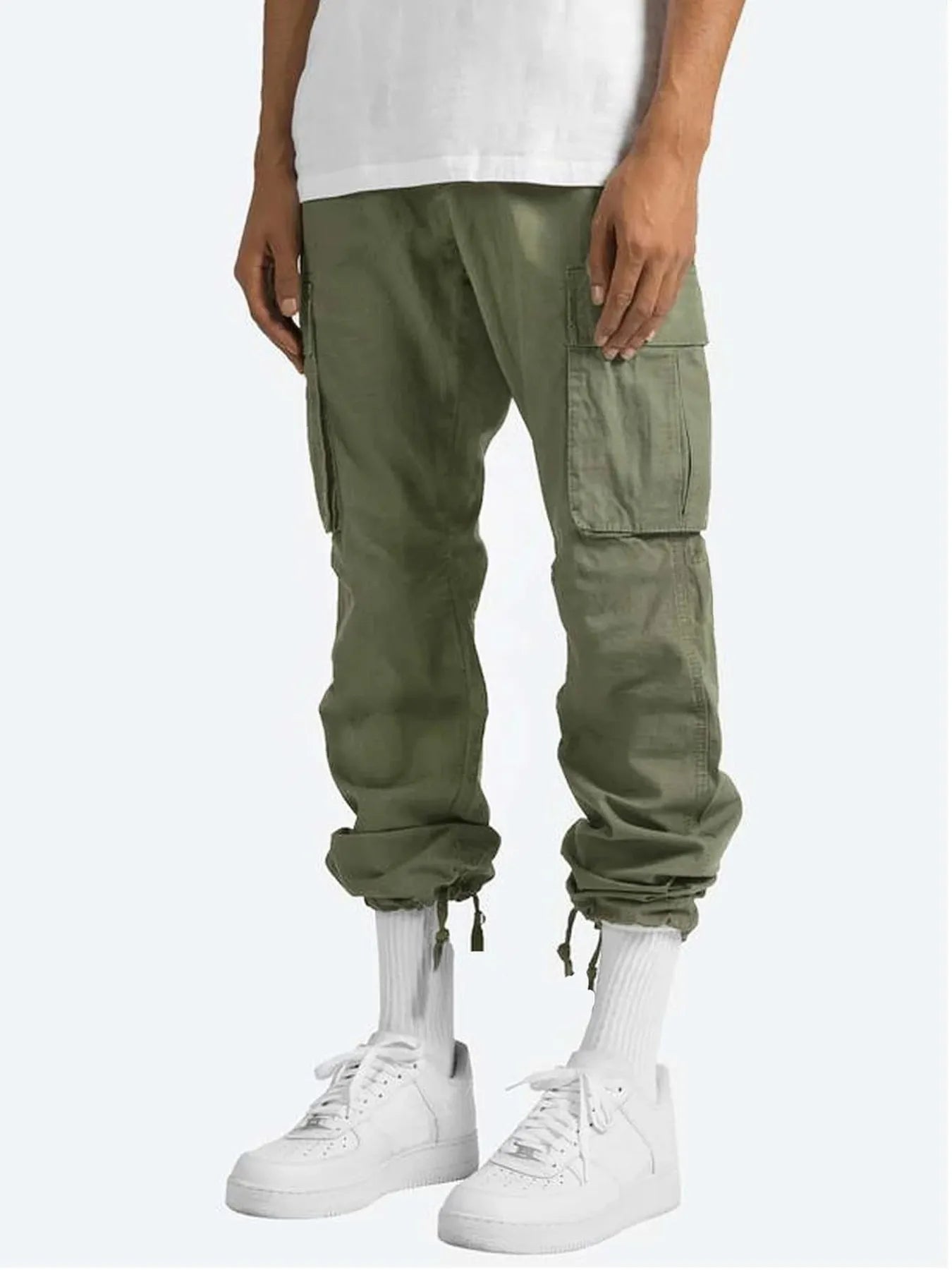 Men’s Full Size Drawstring Cargo Green Pants – Built for Comfort & Everyday Wear - Fashlot