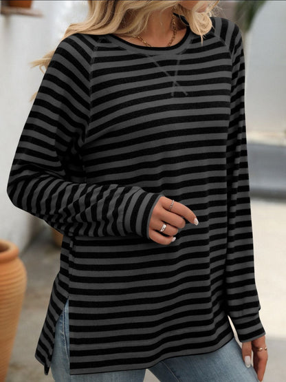 Women’s Classic Striped Long Sleeve Tee – Everyday Comfort with a Timeless Look - Fashlot