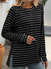 Women’s Classic Striped Long Sleeve Tee – Everyday Comfort with a Timeless Look - Fashlot