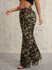 Women’s Camouflage Wide-Leg Jeans – Trendy & Casual - Fashlot 