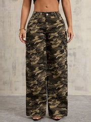 Women’s Camouflage Wide-Leg Jeans – Trendy & Casual - Fashlot 