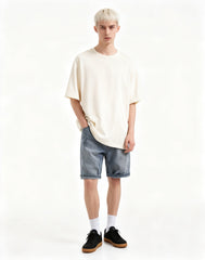 Vintage Wash Herringbone Denim Shorts - Fashlot