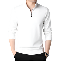 White long-sleeve shirt with a zipper on a white background - Fashlot