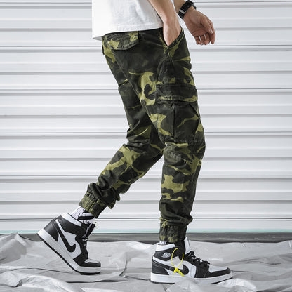 New Small Foot Camouflage Pants Fashion Youth Overalls Multi Pocket Bound Leg Camouflage Pants Trend - Fashlot
