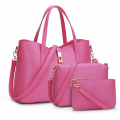 Women Rose Bag Top-Handle Bags Female Messenger Bags Handbag Set PU Leather Composite Bag - Fashlot