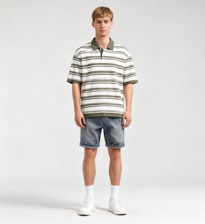 Vintage Wash Herringbone Denim Shorts