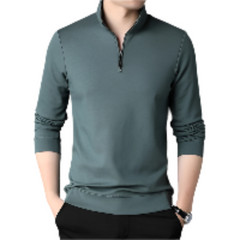 Dark Green long-sleeve shirt with a zipper on a white background - Fashlot