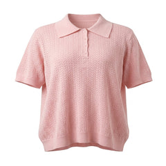 light pink knitted polo shirt - Fashlot