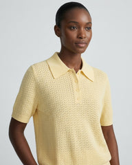Pointelle Knit Polo Shirt