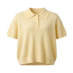 pale yellow knitted polo shirt - Fashlot