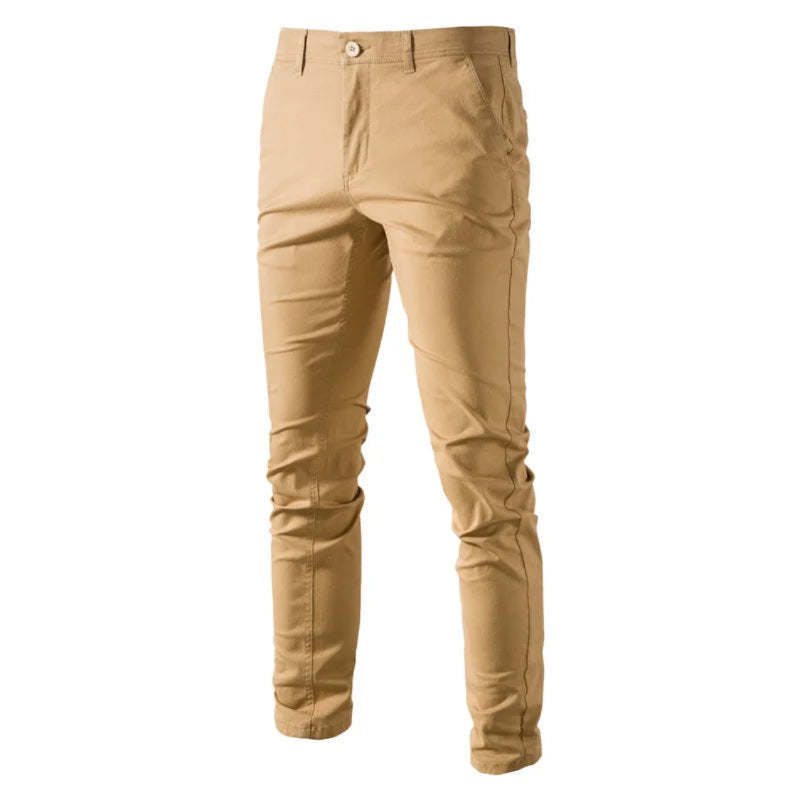 Men’s Straight Slim Chino Pants – Breathable Cotton Blend, Casual & Work - Fashlot