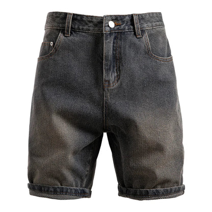 Black retro denim shorts on a white background - Fashlot