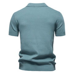 Blue textured polo shirt on a white background - Fashlot