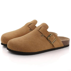 Unisex Suede Clogs & Mules – Cork Insole Sandals with Arch Support for Home & Beach - Fashlot