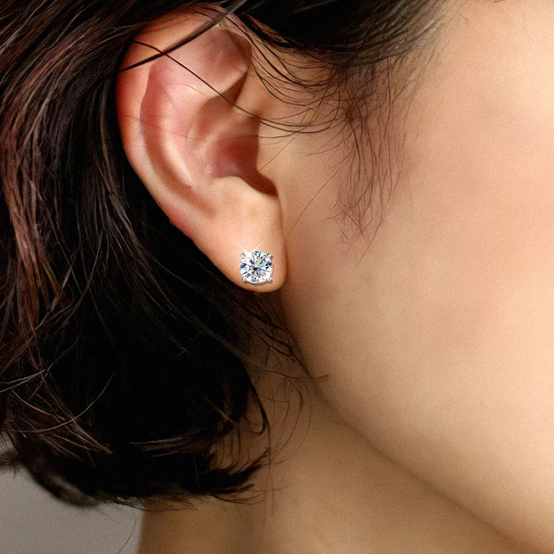 S925 Sterling Silver Moissanite Stud Earrings 0.2-2ct - Fashlot