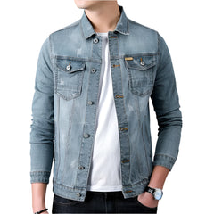 Men’s Slim Fit Denim Jacket – Retro, Cotton, Classic Style -Fashlot