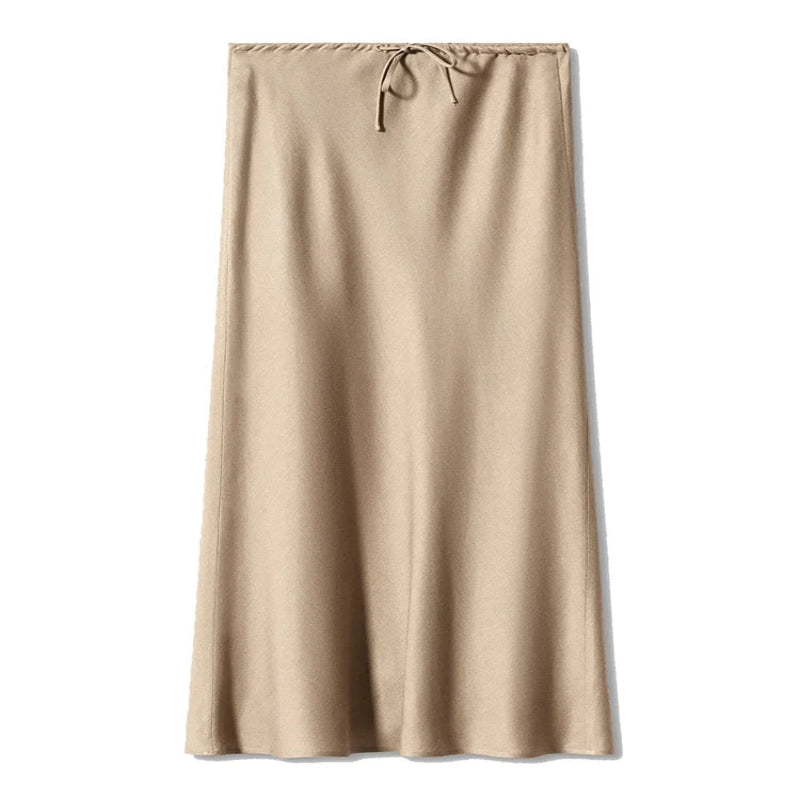 Beige skirt with drawstring waist on a white background - Fashlot