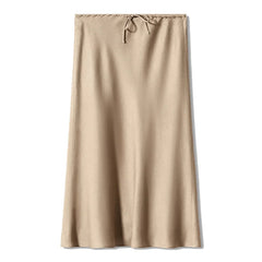 Beige skirt with drawstring waist on a white background - Fashlot
