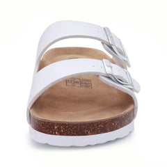Unisex Leather Cork Footbed Slide Sandals with Adjustable Buckle – Summer Beach Comfort - Fashlot
