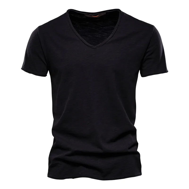 Men's Slub Cotton V-Neck Tee - Fashlot