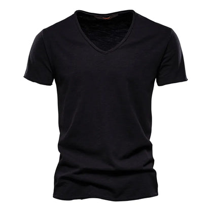 Men's Slub Cotton V-Neck Tee - Fashlot