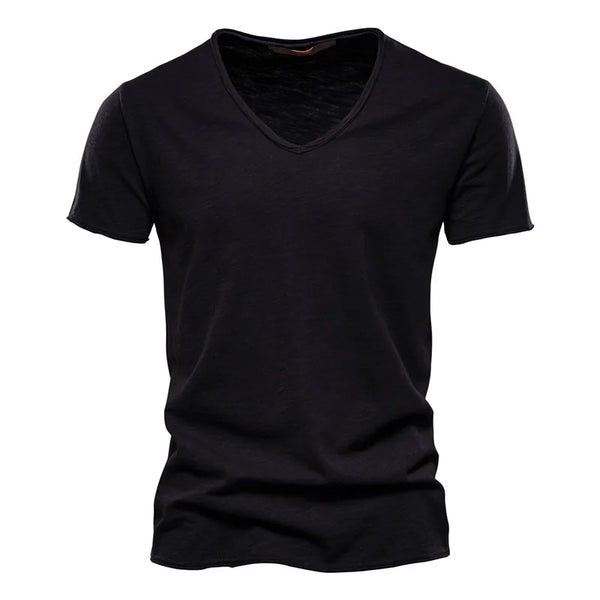 Men's Slub Cotton V-Neck Tee - Fashlot