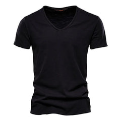 Men's Slub Cotton V-Neck Tee - Fashlot