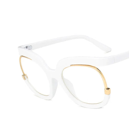 Clear Blue Ray Blocking Women's Large Round Frame Eyeglasses - Fashlot