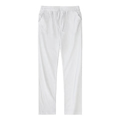 White Men's Linen Drawstring Pants - Fashlot