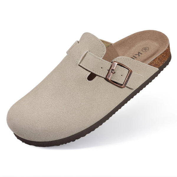 Unisex Suede Clogs & Mules – Cork Insole Sandals with Arch Support for Home & Beach - Fashlot