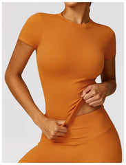 Women's Seamless Sport T-Shirt – Short Sleeve Yoga & Gym Activewear Top - Fashlot