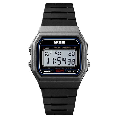 Black digital watch with titanium display on a white background. - Fashlot