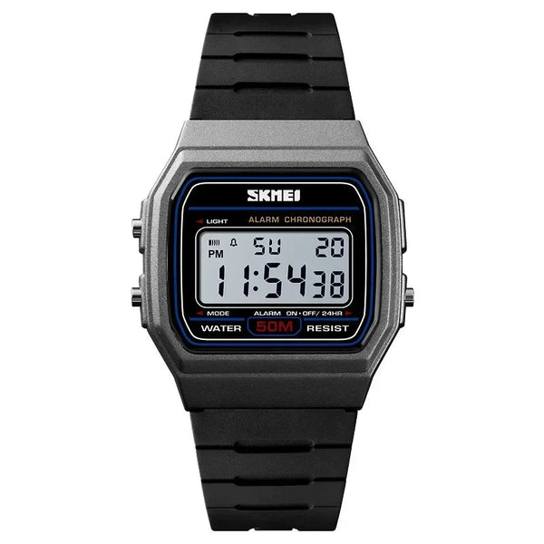 Black digital watch with titanium display on a white background. - Fashlot