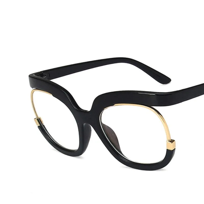 Clear Blue Ray Blocking Women's Large Round Frame Eyeglasses - Fashlot