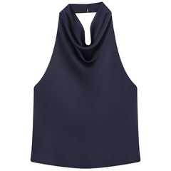 Navy blue halter top on a white background - Fashlot