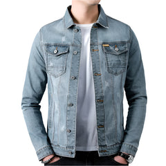 Men’s Slim Fit Denim Jacket – Retro, Cotton, Classic Style -Fashlot