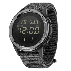 Digital watch with gray strap and black display on a white background - Fashlot