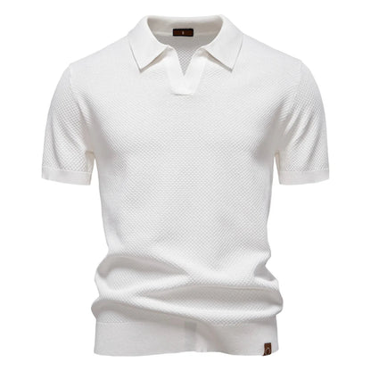 White textured polo shirt on a white background - Fashlot